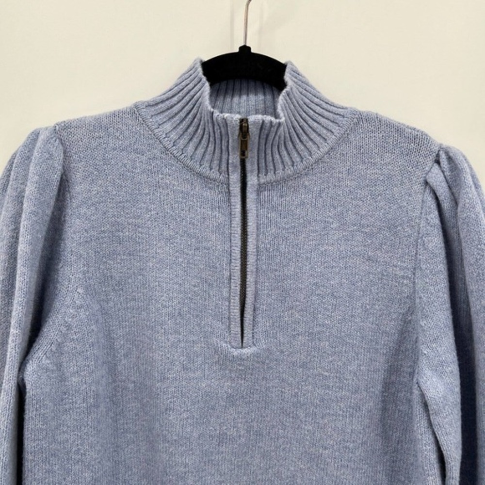 Universal Thread Sweater 1/4 Zip Puff Sleeve Mock Neck Pullover - Picture 2 of 10